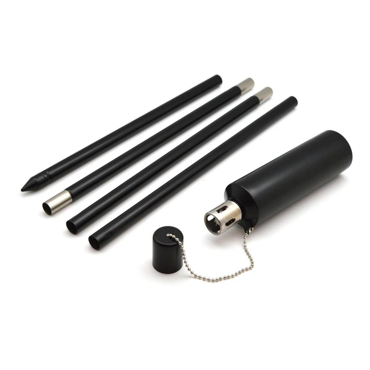 Metal Garden Torch Tiki Paraffin Oil Fire Lantern Cylinder Black - Image 4