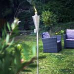 Metal Garden Torch Tiki Paraffin Oil Fire Lantern Cone Silver - Image 6
