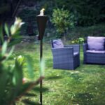 Metal Garden Torch Tiki Paraffin Oil Fire Lantern Cone Black - Image 6