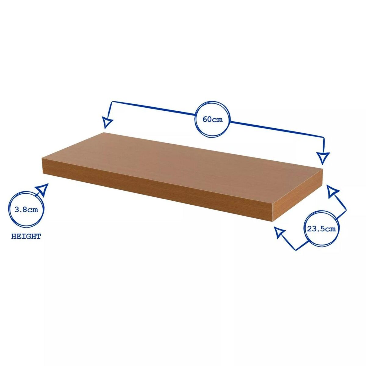 Modern Floating Shelf Wall Mounted Living Room Bedroom Office Storage 60cm Brown - Image 3