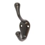 Narrow Hat and Coat Hook Cast Iron Antique Style Hooks W25mm x H80mm Black
