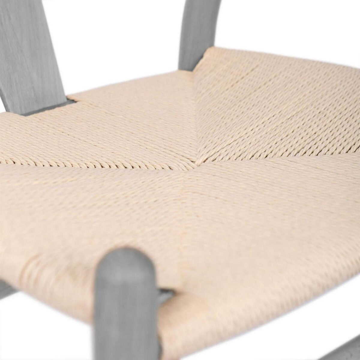 Nicholas Winter Beech Wooden Wishbone Dining Chair - Grey/Natural - Image 5