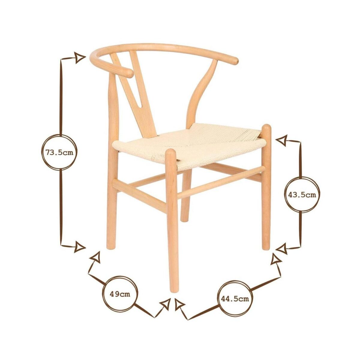 Nicholas Winter Beech Wooden Wishbone Dining Chair - Grey/Natural - Image 3