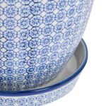 Nicola Spring Plant Pot with Saucer - For Outdoor, with Drip Hole 22cm Navy - Image 4