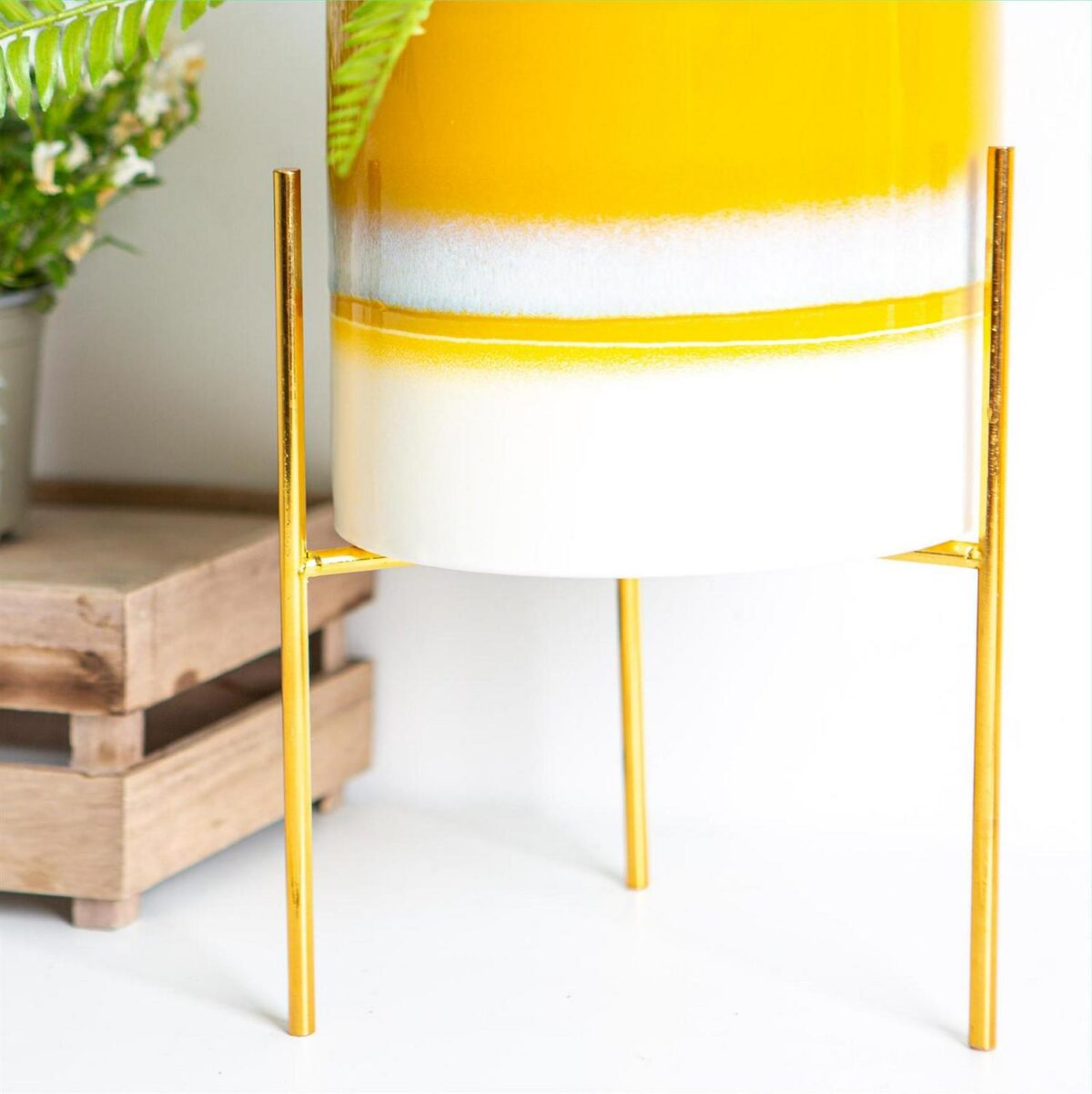 Nicola Spring Plant Pot Stand - 19cm - Gold - Image 6