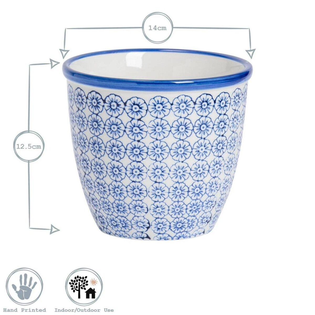 Nicola Spring Plant Pot with Saucer - For Outdoor, with Drip Hole 22cm Navy - Image 3