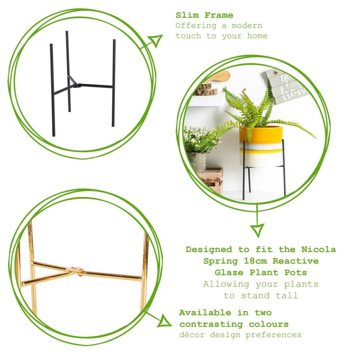 Nicola Spring Plant Pot Stand - 19cm - Gold - Image 2