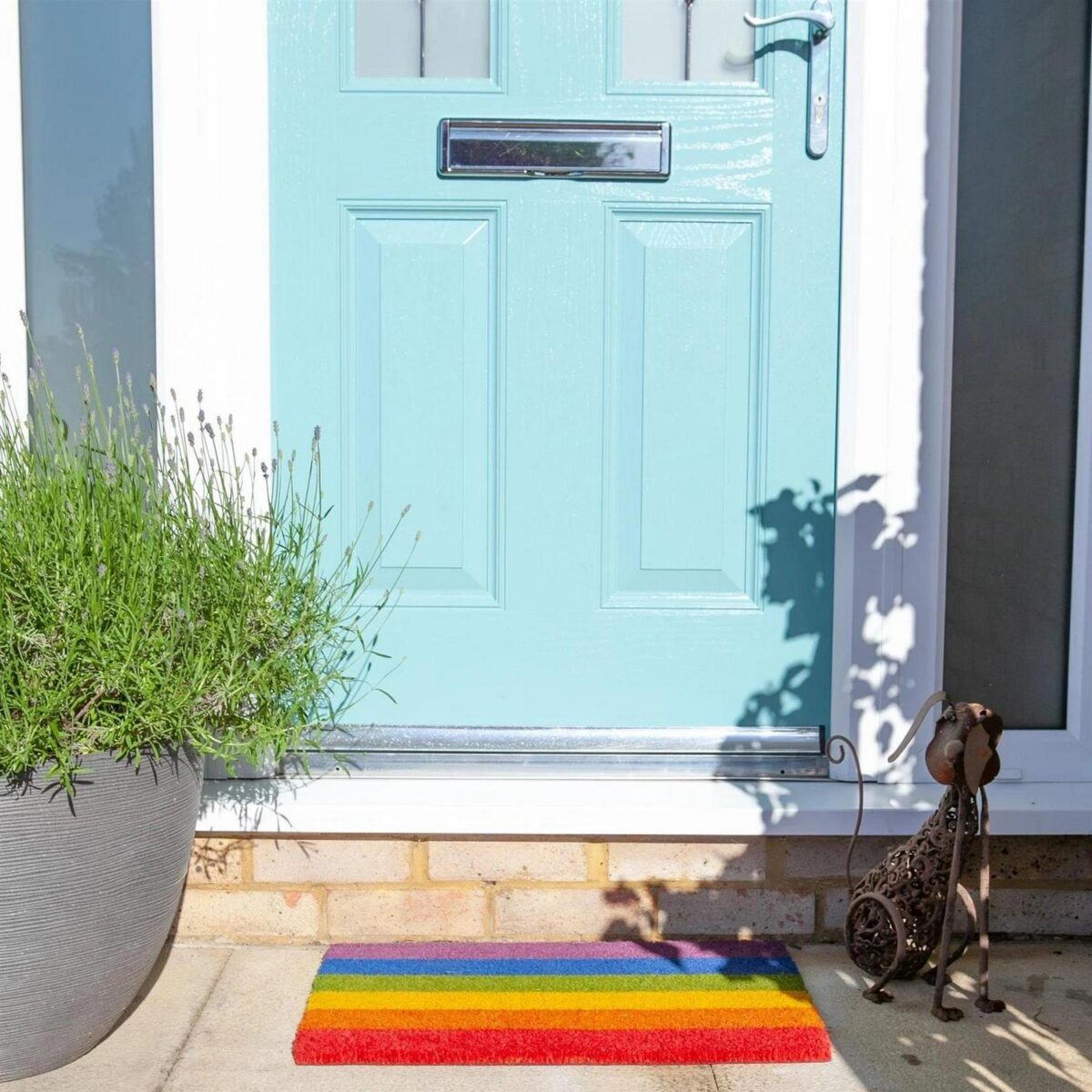 Non-Slip Door Mat Coir Indoor Outdoor Welcome Mat 90 x 60cm Rainbow 1 - Image 5