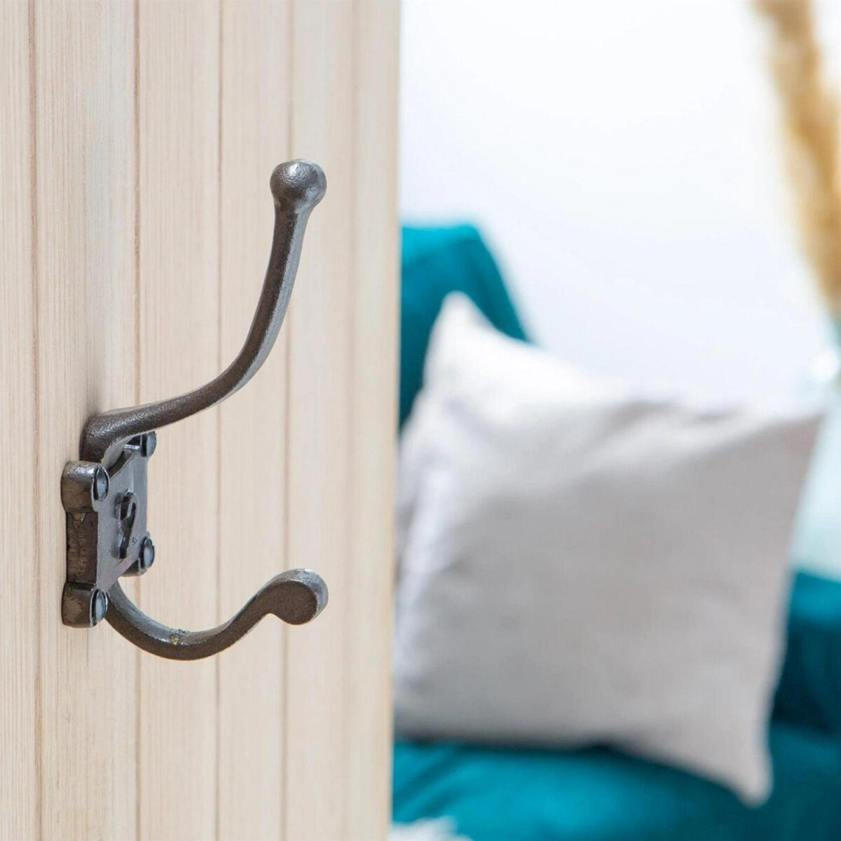 Number 2 Double Wall Hook Cast Iron Antique Vintage Style W50mm x H115mm Raw - Image 5