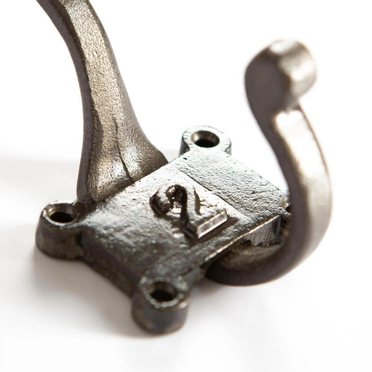 Number 2 Double Wall Hook Cast Iron Antique Vintage Style W50mm x H115mm Raw - Image 2