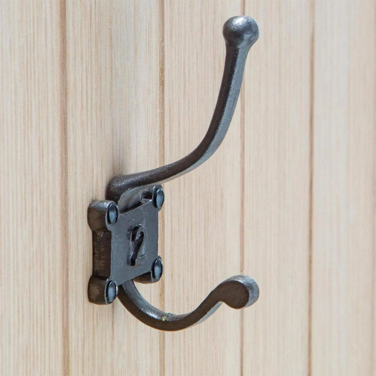 Number 2 Double Wall Hook Cast Iron Antique Vintage Style W50mm x H115mm Raw - Image 6