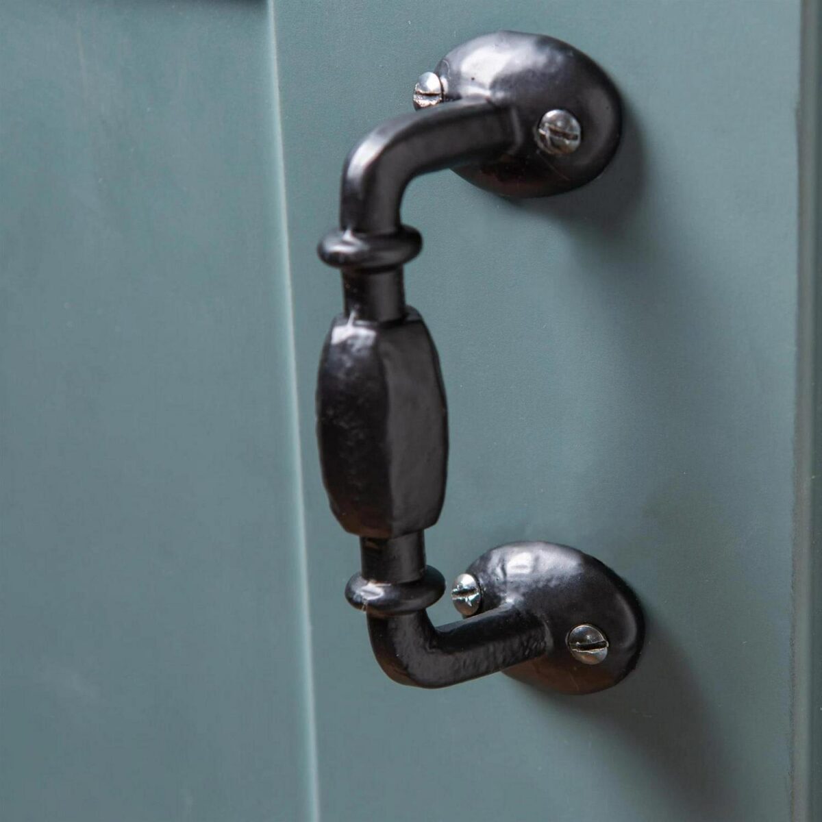Offset Wrought Iron Door Handle Cast Iron Antique Cupboard Pull H115mm Black - Image 6