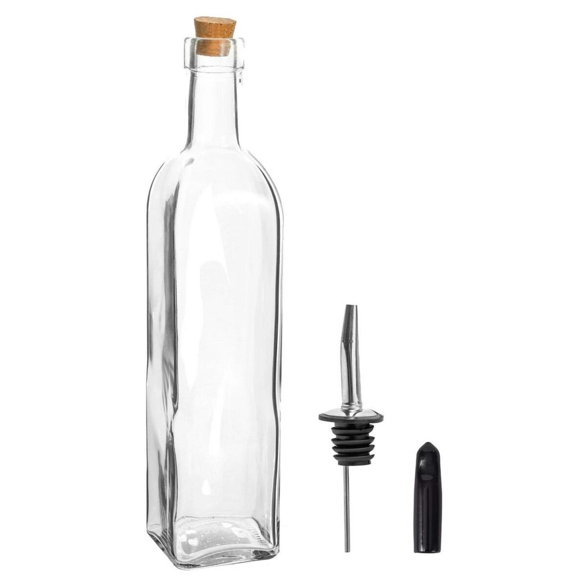 Olive Oil Pourer Bottle with Cork Lid Kitchen Vinegar Drizzler Dispenser 500ml - Image 1