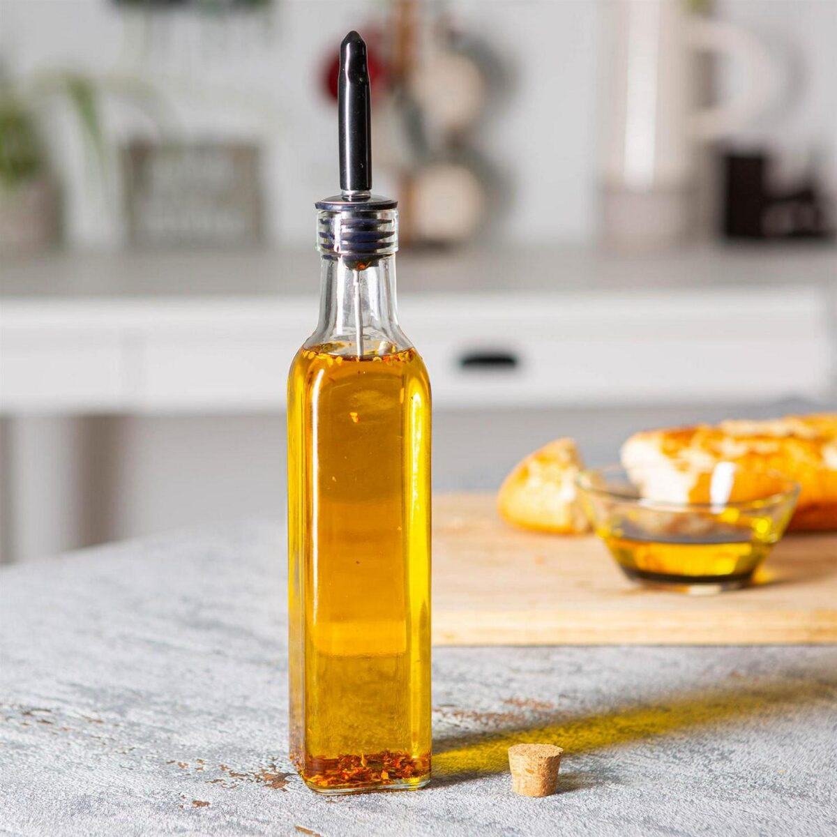 Olive Oil Pourer Bottle with Cork Lid Kitchen Vinegar Drizzler Dispenser 250ml - Image 6