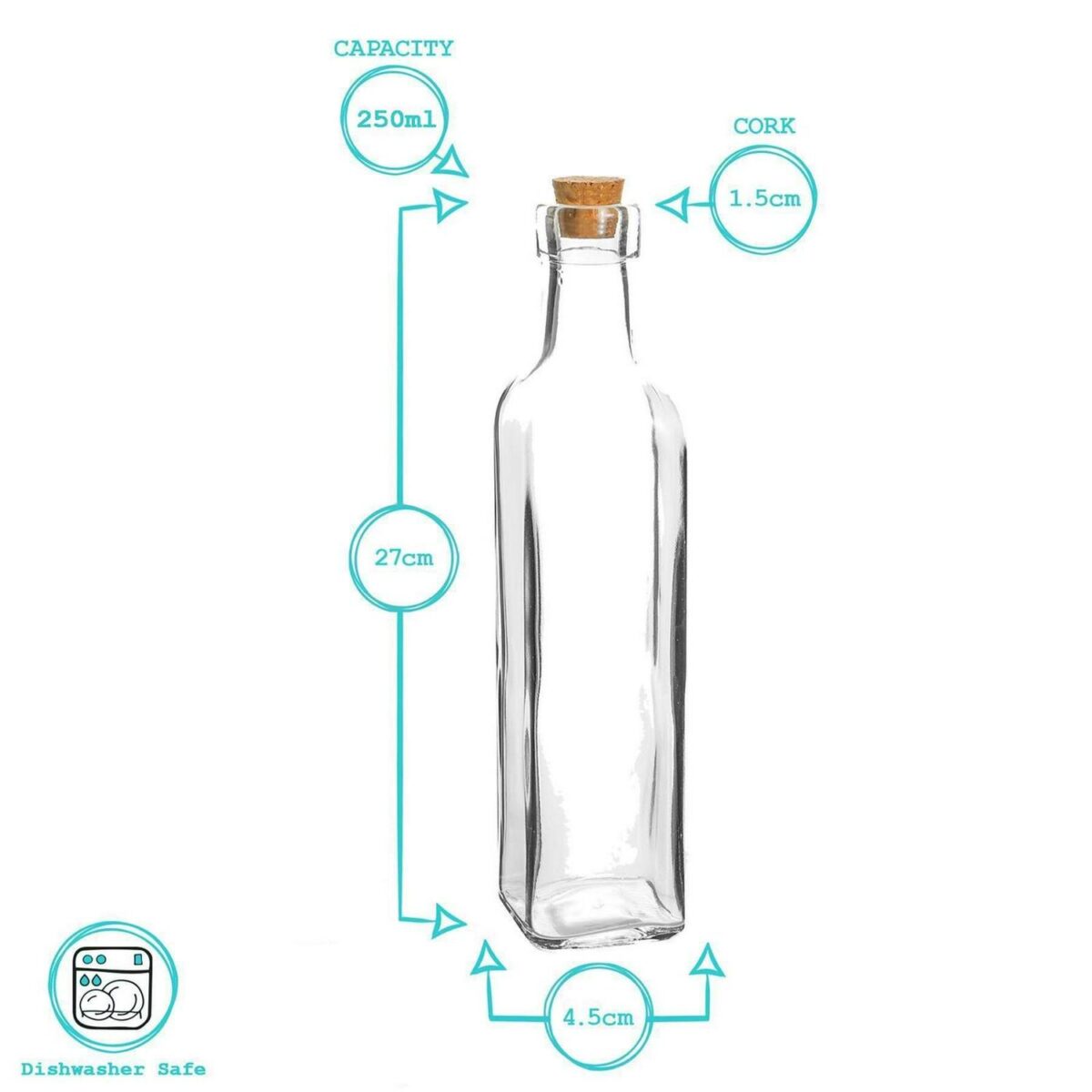 Olive Oil Pourer Bottle with Cork Lid Kitchen Vinegar Drizzler Dispenser 250ml - Image 3