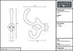 Ornamental Hat and Coat Hook Cast Iron Antique Vintage Style W30mm x H130mm Black - Image 4