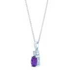 Oval Cut Amethyst and 0.09ctw Diamond Pendant, 14ct White Gold - Image 2