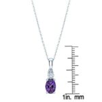 Oval Cut Amethyst and 0.09ctw Diamond Pendant, 14ct White Gold - Image 3