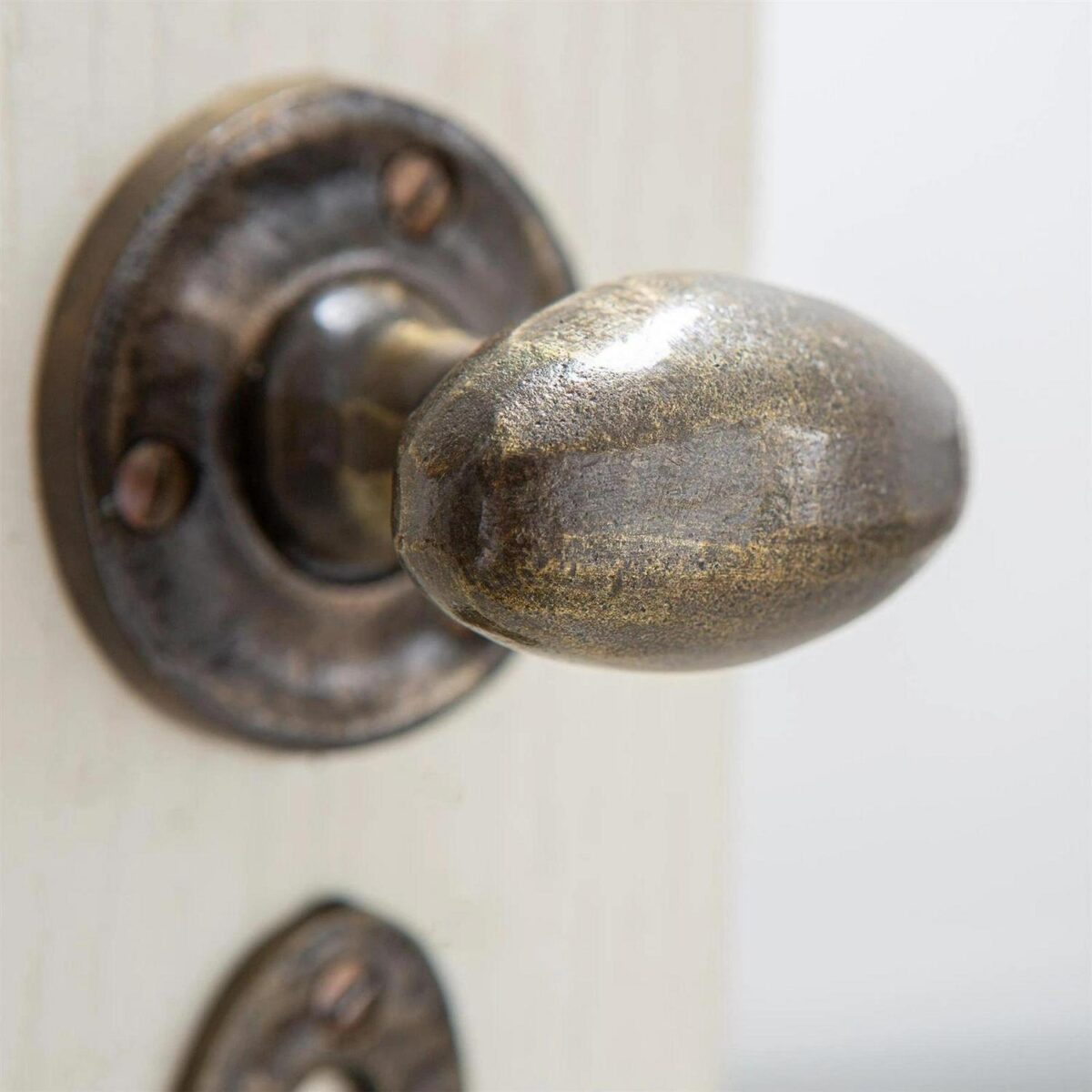 Oval Rim and Mortice Door Knob Cast Iron Antique Vintage Style Handle W60mm Brass - Image 7