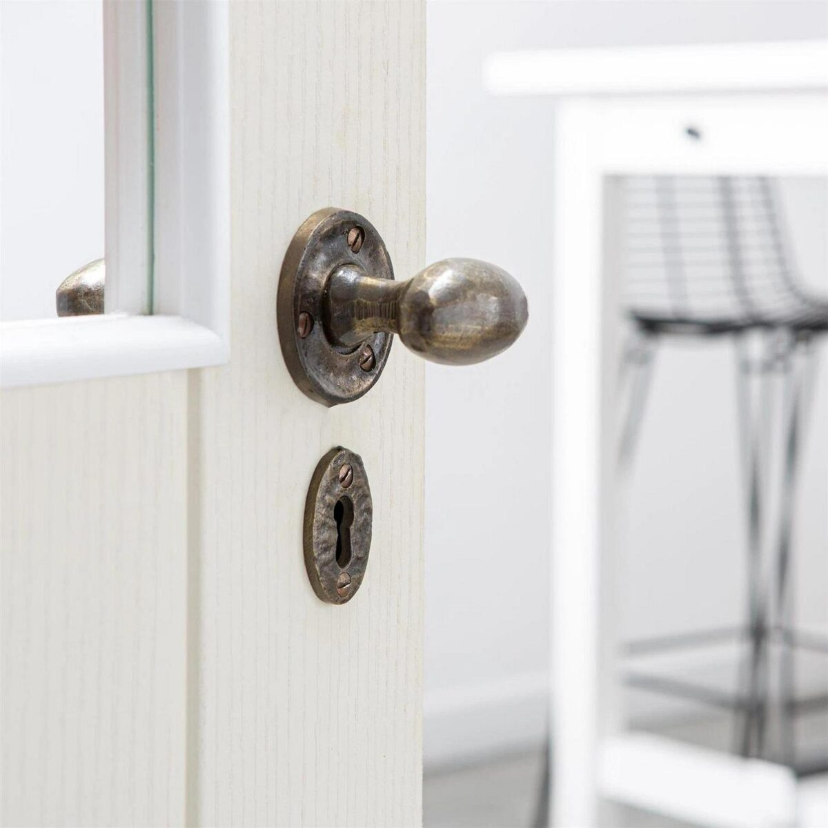 Oval Rim and Mortice Door Knob Cast Iron Antique Vintage Style Handle W60mm Brass - Image 6
