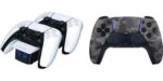 PLAYSTATION PS5 DualSense Wireless Controller (Grey) and Twin Docking Station (White) Bundle
