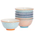 Patterned Cereal Bowls Breakfast Kitchen Porcelain Bowl 3 Designs - 152mm x6