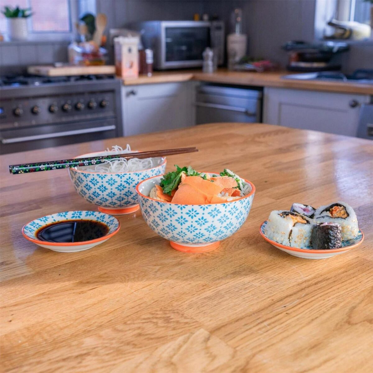 Patterned Rice Dessert Cereal Soup Bowls Porcelain Crockery 3 Designs 114mm x6 - Image 2