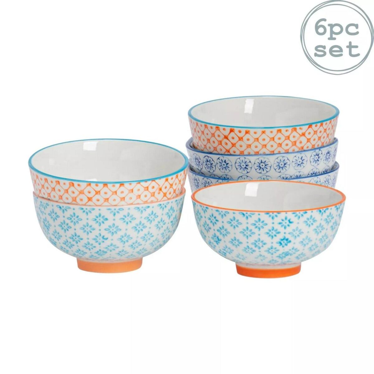 Patterned Rice Dessert Cereal Soup Bowls Porcelain Crockery 3 Designs 114mm x6 - Image 1