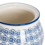 Patterned Sugar Bowl / Pot with Lid - Blue Flower - Image 4