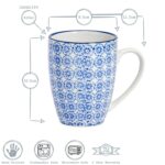 Patterned Tea Coffee Mug Porcelain Restaurant Mugs Cups - Blue Print - 330ml x6 - Image 3