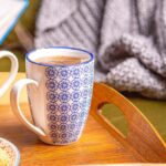 Patterned Tea Coffee Mug Porcelain Restaurant Mugs Cups - Blue Print - 330ml x6 - Image 5