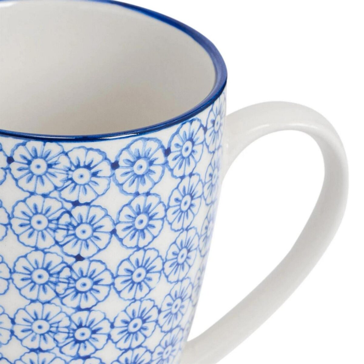 Patterned Tea Coffee Mug Porcelain Restaurant Mugs Cups - Blue Print - 330ml x6 - Image 4