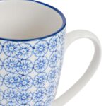 Patterned Tea Coffee Mug Porcelain Restaurant Mugs Cups - Blue Print - 330ml x6 - Image 4