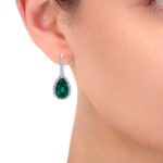 Pear Cut Lab Created Emerald and 0.50ctw Diamond Earrings, 14ct White Gold - Image 2