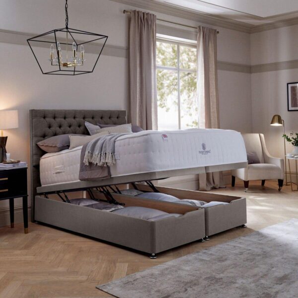 Pocket Spring Bed Company Mulberry Mattress and Pebble Grey Full Ottoman Divan in 3 Sizes