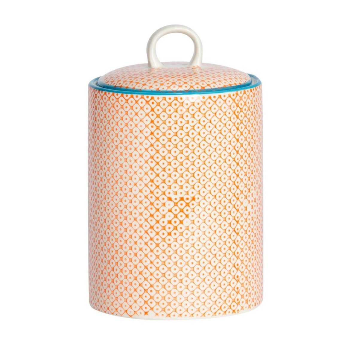 Porcelain Biscuit Barrel Cookie Jar Kitchen Storage Container - Orange / Blue - Image 1