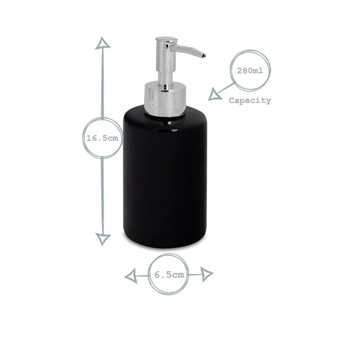 Pump Soap Dispenser Bottle Ceramic Kitchen Bathroom Home, 280ml - Black - Image 3