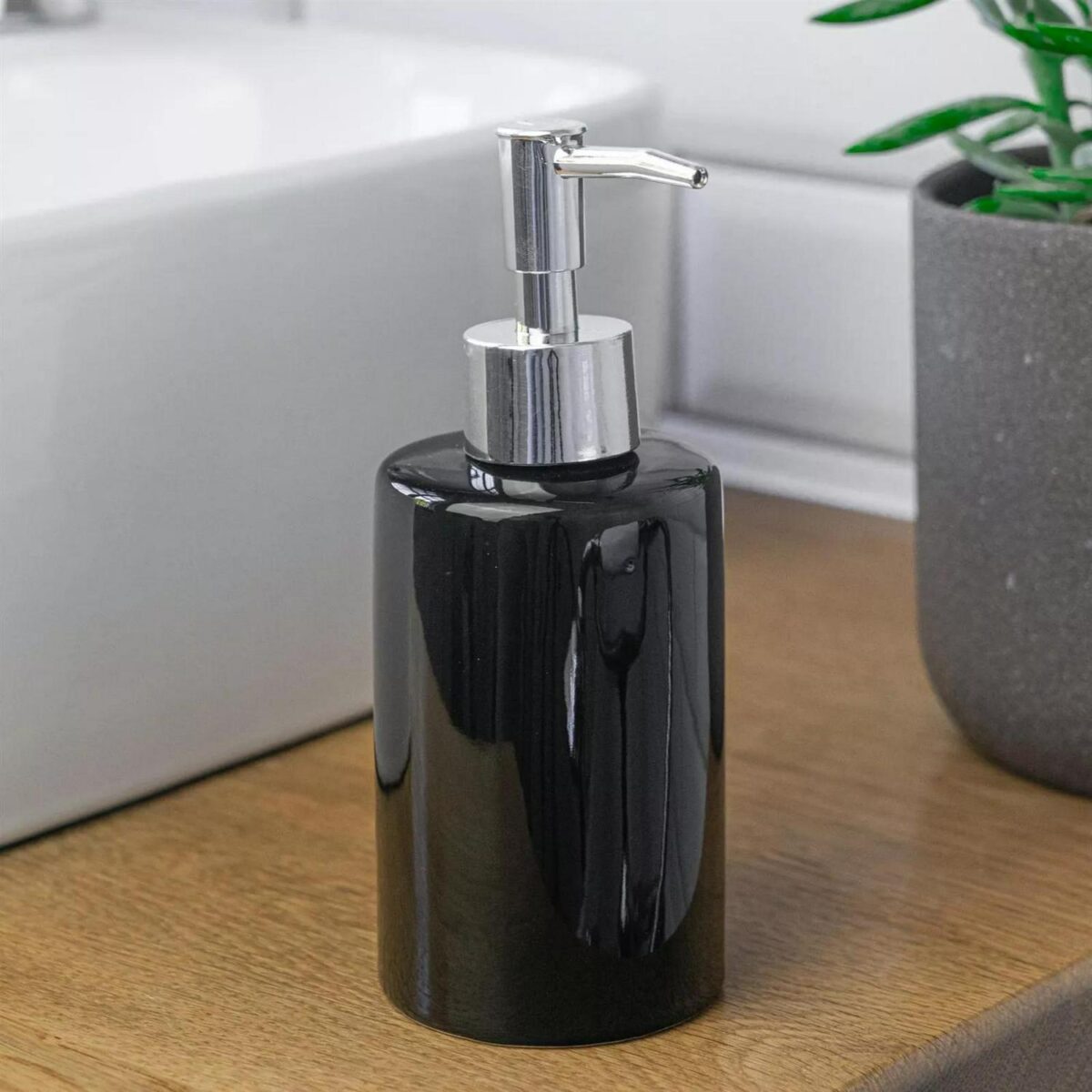 Pump Soap Dispenser Bottle Ceramic Kitchen Bathroom Home, 280ml - Black - Image 4
