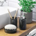 Pump Soap Dispenser Bottle Ceramic Kitchen Bathroom Home, 280ml - Black - Image 5