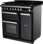 RANGEMASTER ESDL90DFPGBL/CM1 Estel Deluxe 90cm Dual Fuel Range Cooker - Black and Chrome - Image 2
