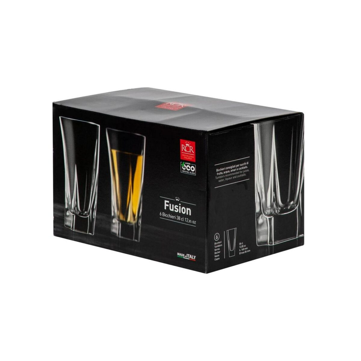 RCR Crystal 12x Fusion Highball Glasses Set Cut Glass Cocktail Tumblers 380ml - Image 6