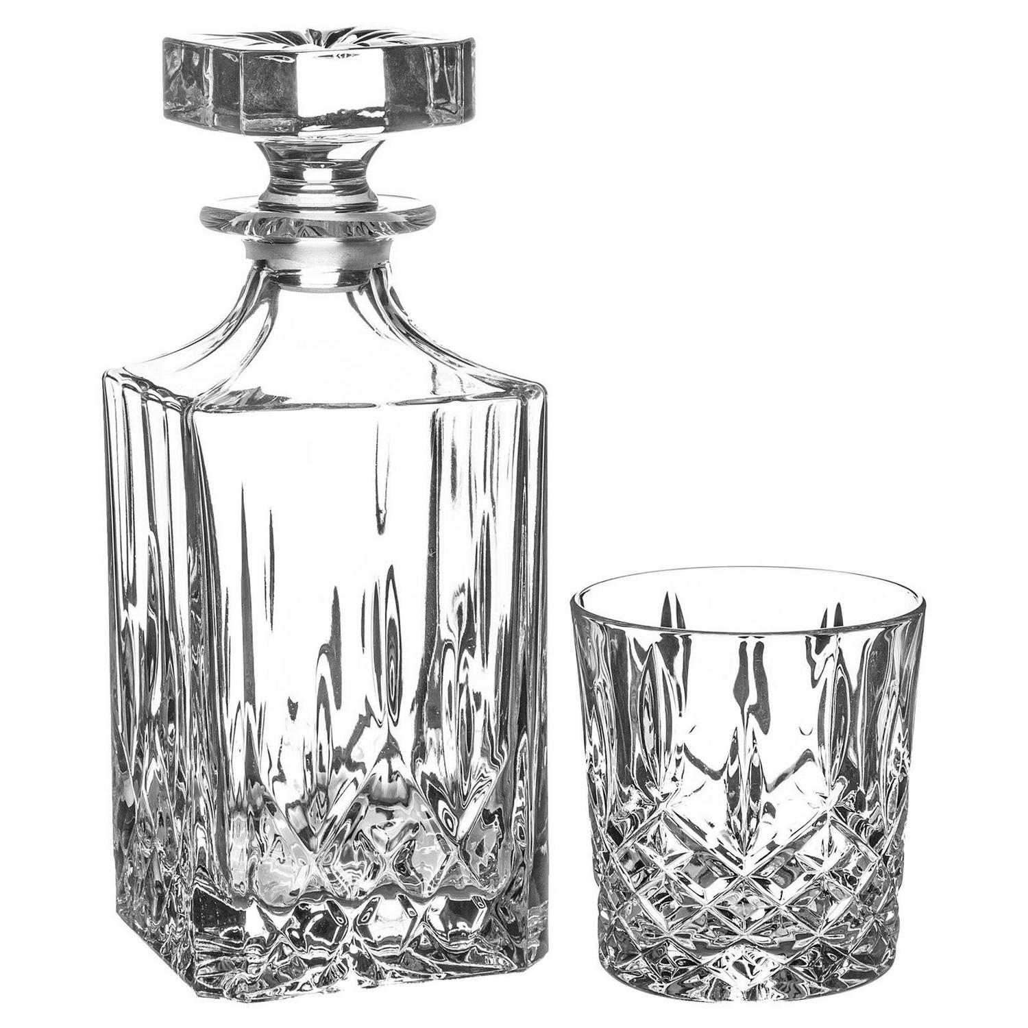 RCR_Crystal_5_Piece__52fb7a3bcc8cadd51b9fd0d12f57f751.jpg RCR Crystal 5 Piece Orchestra Whisky Decanter and Glasses Set Spirit Holder - Image 1