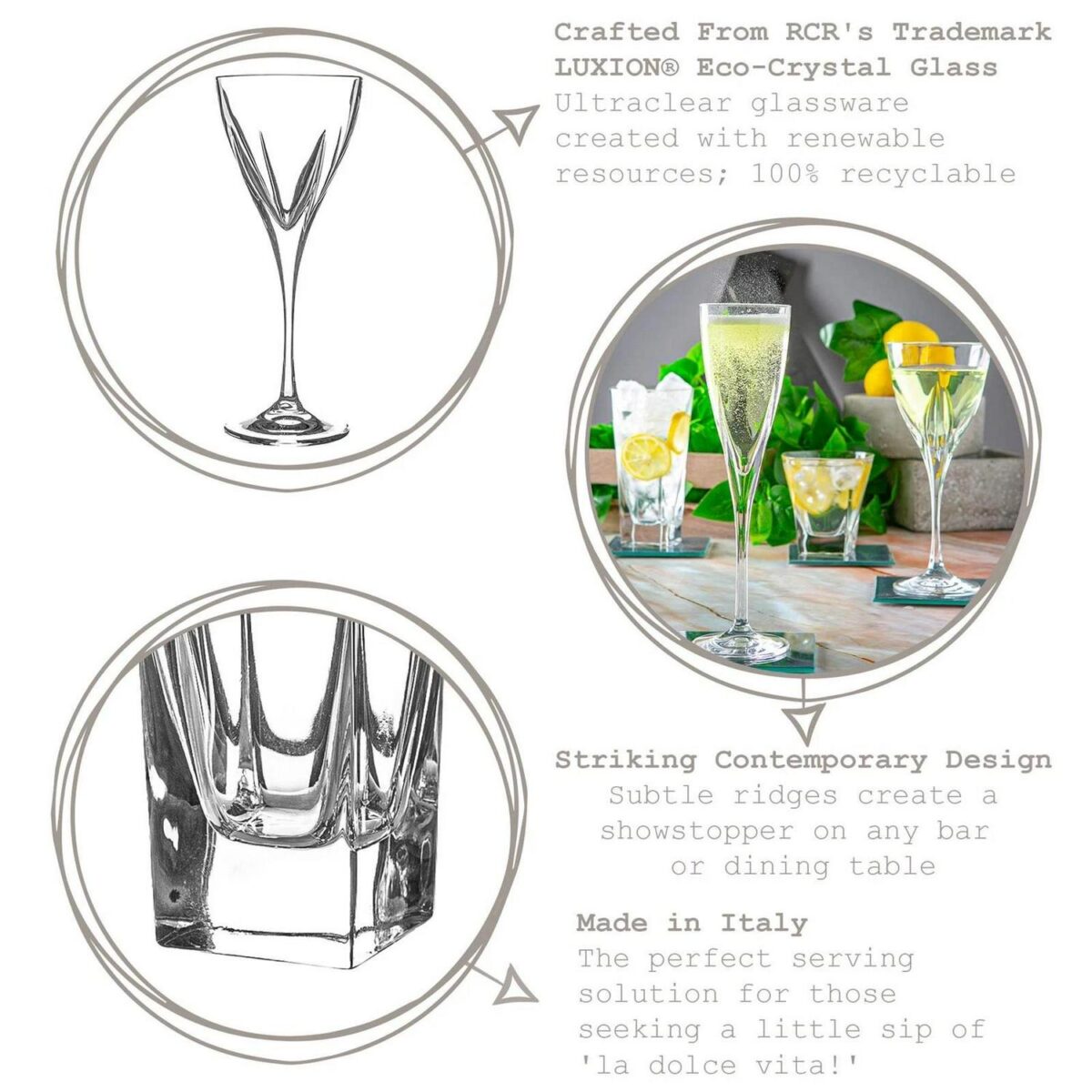RCR Crystal 6x Fusion Whisky Glasses Set Cut Glass Cocktail Tumblers 270ml - Image 2