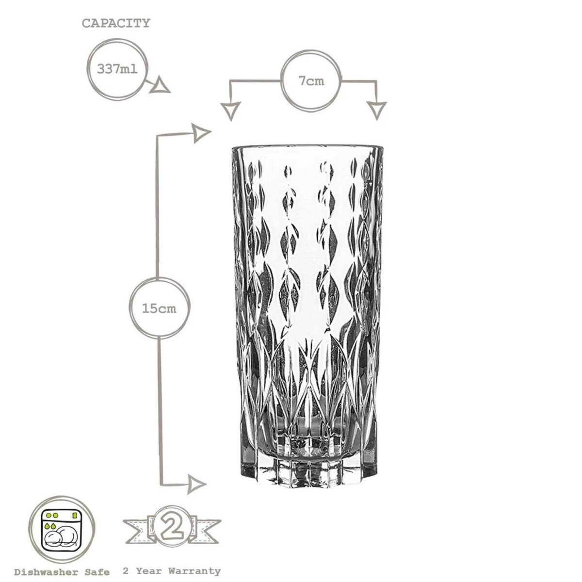 RCR Crystal 6x Marilyn Highball Glasses Set Cut Glass Cocktail Tumblers 350ml - Image 3