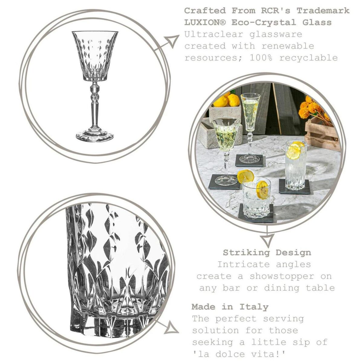 RCR Crystal 6x Marilyn Highball Glasses Set Cut Glass Cocktail Tumblers 350ml - Image 2