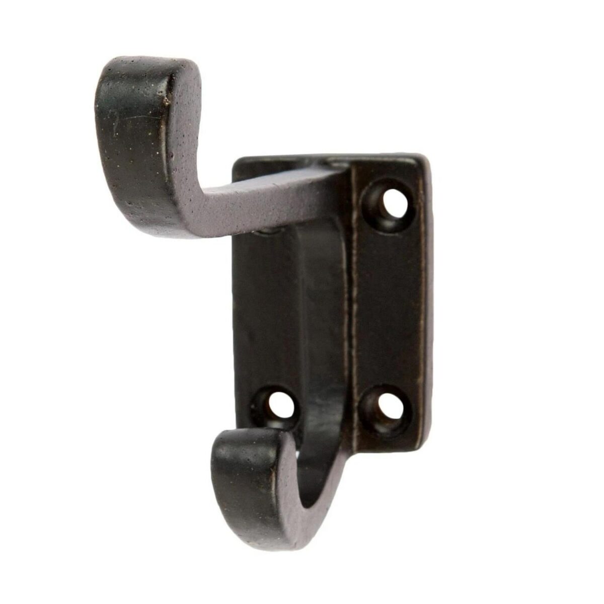 Rectangular Plate Rounded Hat and Coat Hook Cast Iron Vintage W30mm x H85mm Black - Image 1