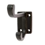 Rectangular Plate Rounded Hat and Coat Hook Cast Iron Vintage W30mm x H85mm Black