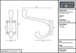 Rectangular Plate Rounded Hat and Coat Hook Cast Iron Vintage W30mm x H85mm Black - Image 4