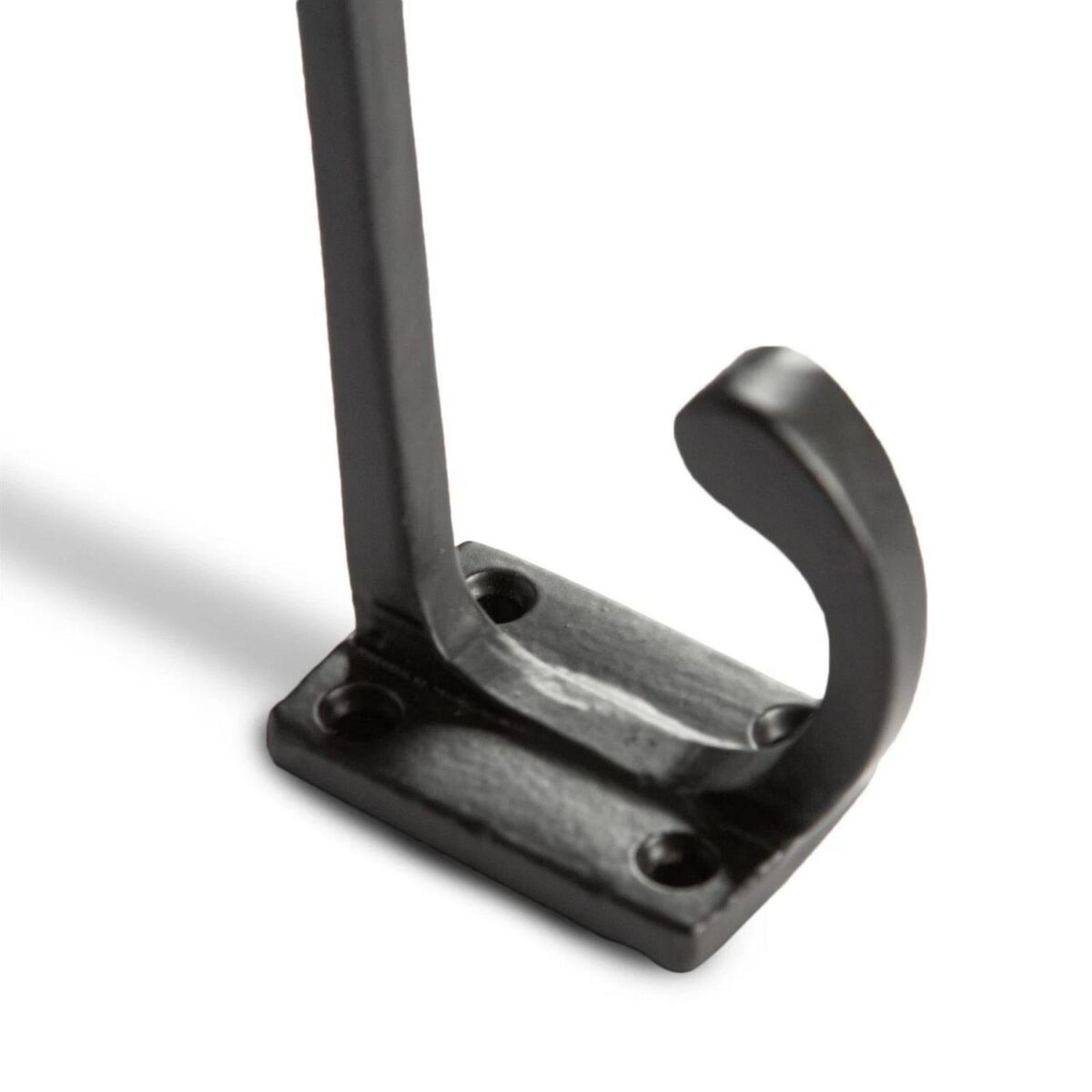 Rectangular Plate Rounded Hat and Coat Hook Cast Iron Vintage W30mm x H85mm Black - Image 2