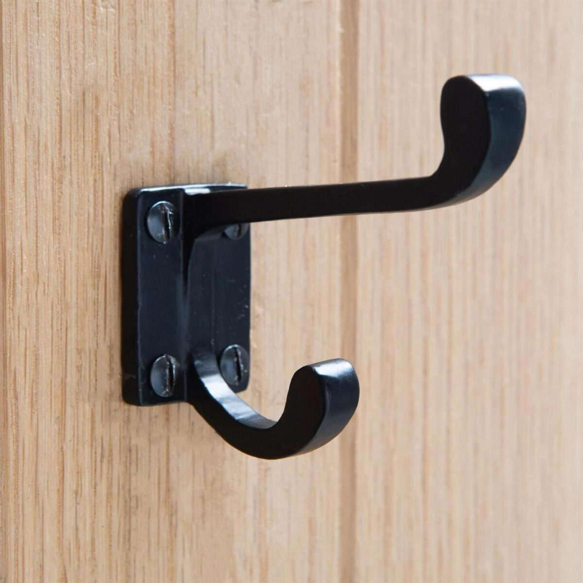 Rectangular Plate Rounded Hat and Coat Hook Cast Iron Vintage W30mm x H85mm Black - Image 6